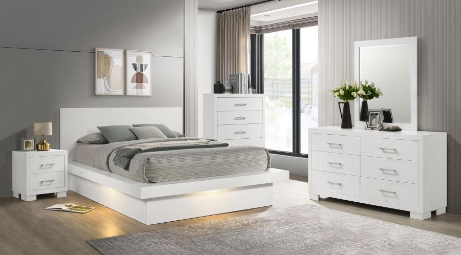 JESSICA 5-PIECE QUEEN LED BEDROOM SET SNOW WHITE