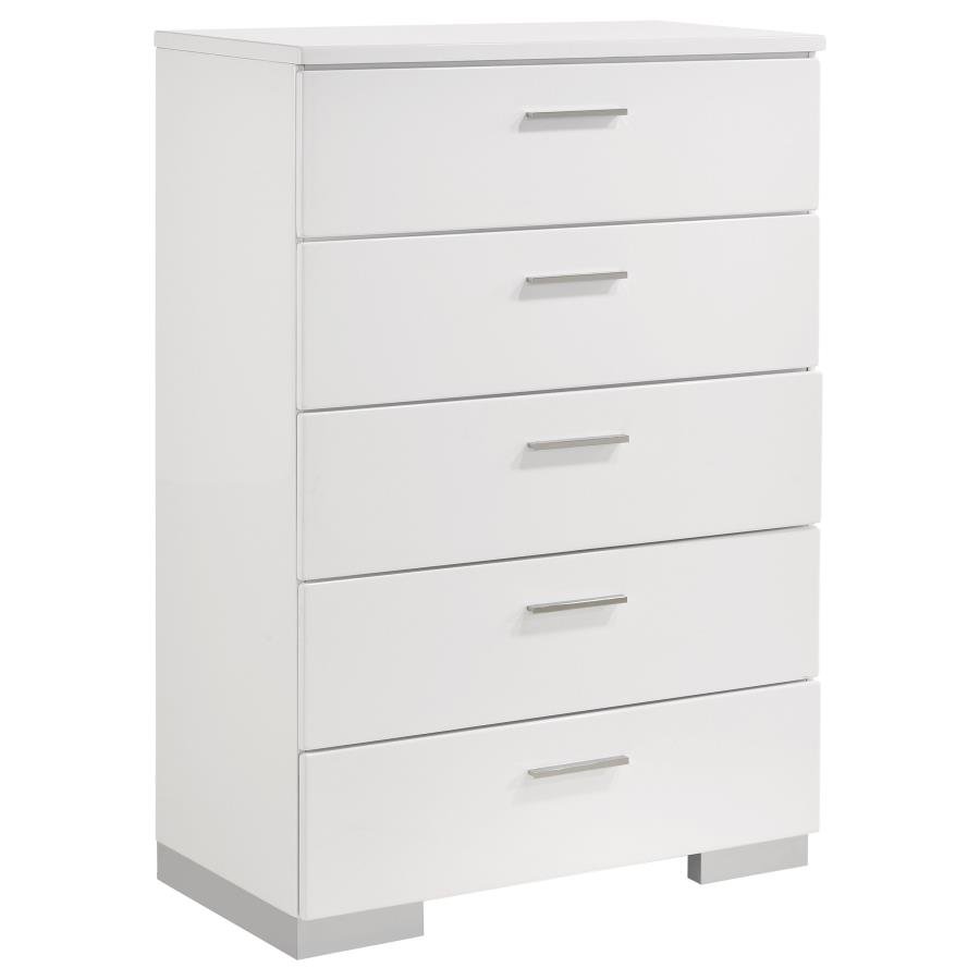 FELICITY 5-PIECE QUEEN BEDROOM SET WHITE HIGH GLOSS - Image 9