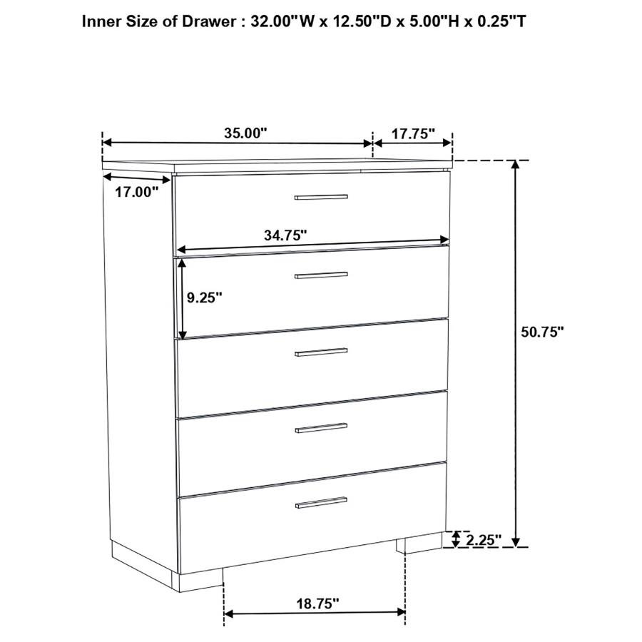 FELICITY 5-PIECE QUEEN BEDROOM SET WHITE HIGH GLOSS - Image 17