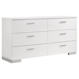 FELICITY 6-DRAWER DRESSER WHITE HIGH GLOSS