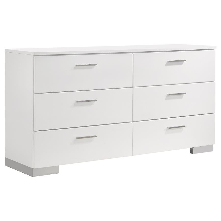 FELICITY 6-DRAWER DRESSER WHITE HIGH GLOSS