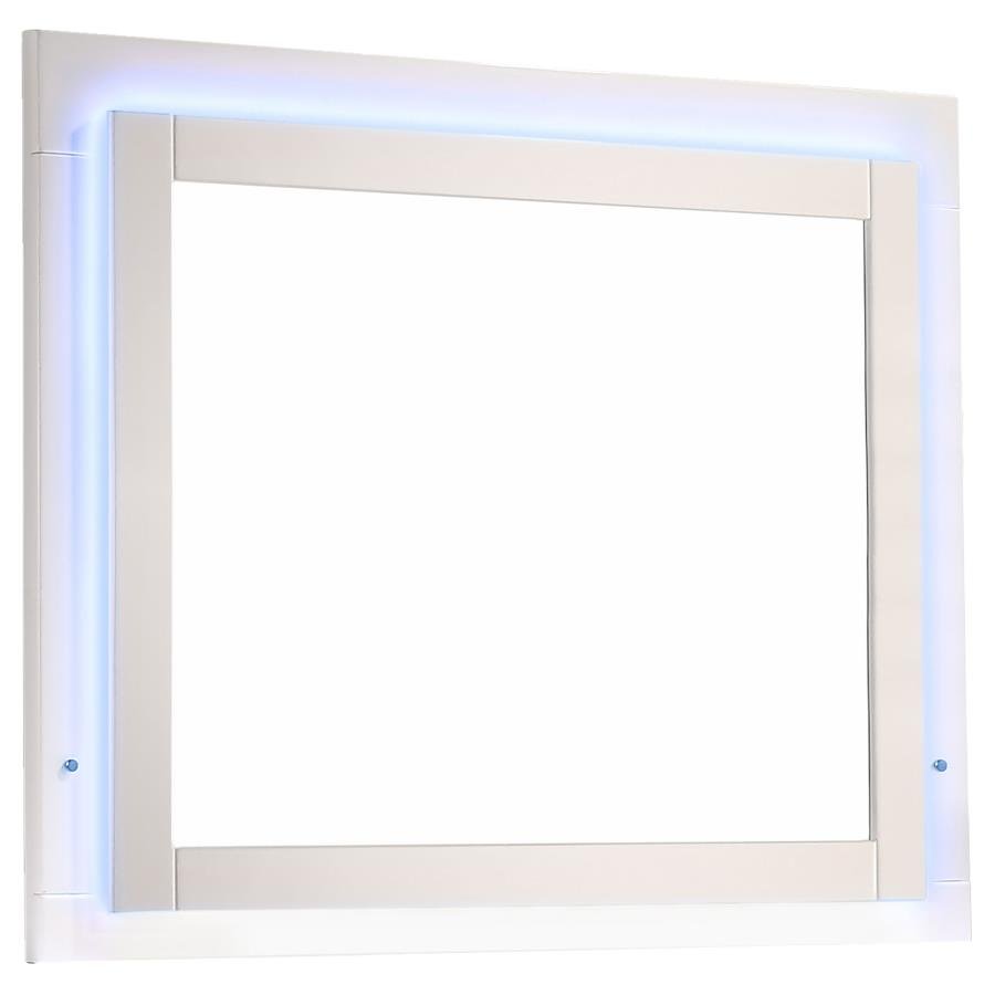 FELICITY WOOD LED DRESSER MIRROR WHITE HIGH GLOSS