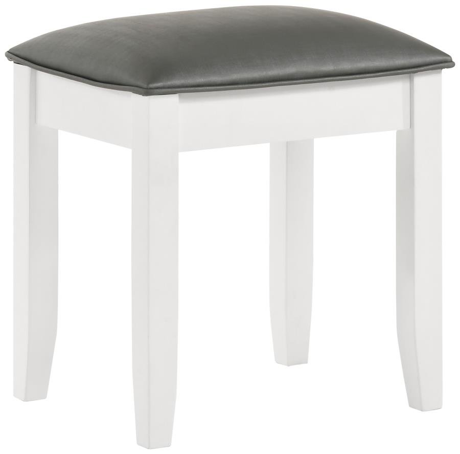 FELICITY UPHOLSTERED VANITY STOOL METALLIC AND GLOSSY WHITE
