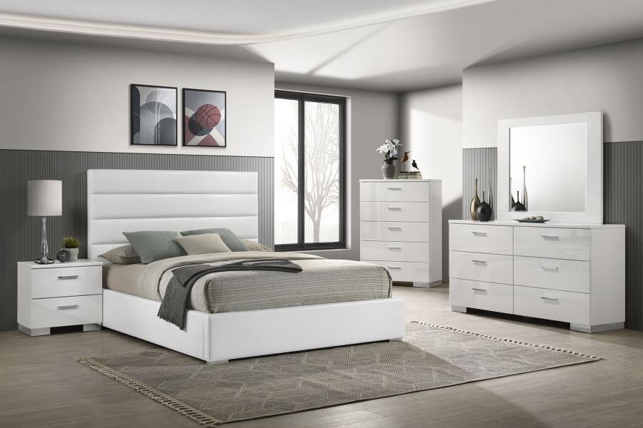FELICITY 5-PIECE QUEEN BEDROOM SET WHITE HIGH GLOSS
