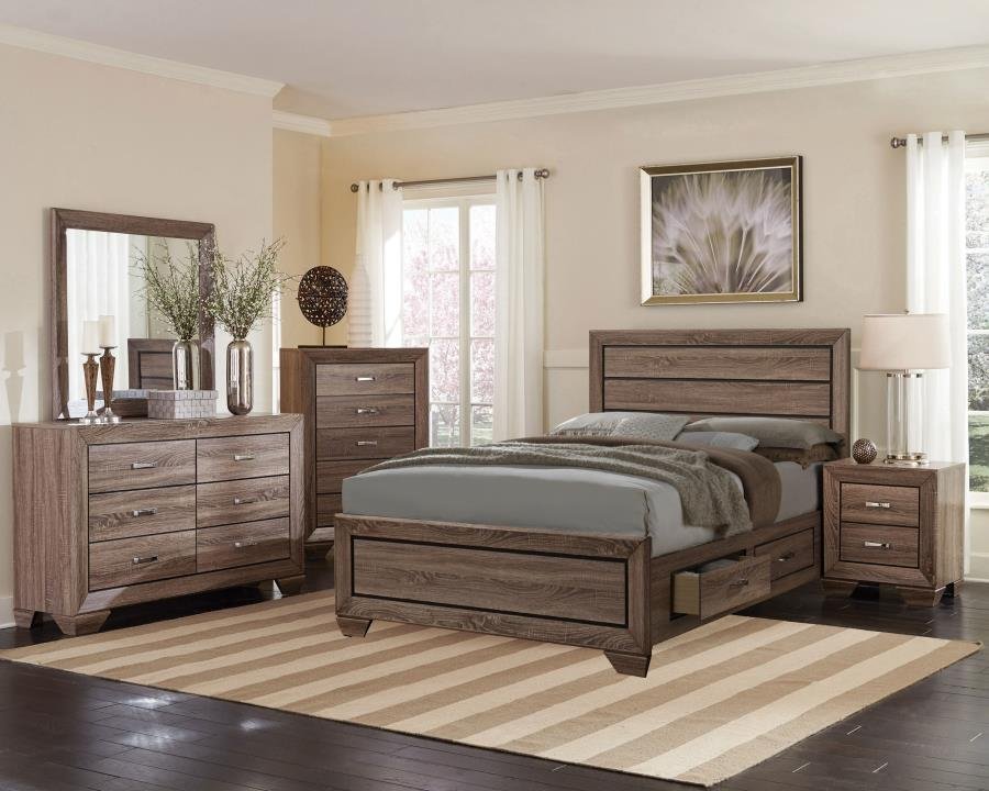 KAUFFMAN 5-PIECE QUEEN BEDROOM SET WASHED TAUPE