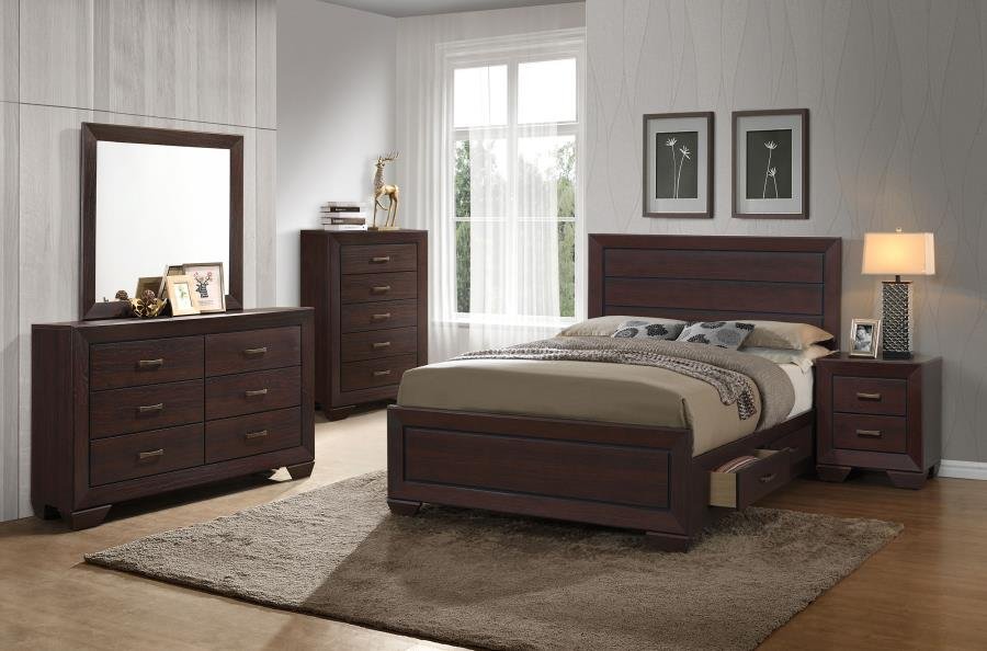 KAUFFMAN 5-PIECE QUEEN BEDROOM SET DARK COCOA