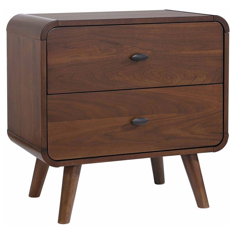 ROBYN 2-DRAWER NIGHTSTAND BEDSIDE TABLE DARK WALNUT