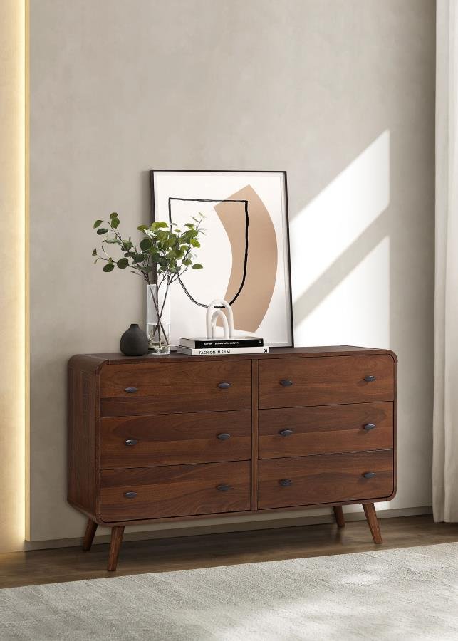 ROBYN 6-DRAWER BEDROOM DRESSER DARK WALNUT - Image 2