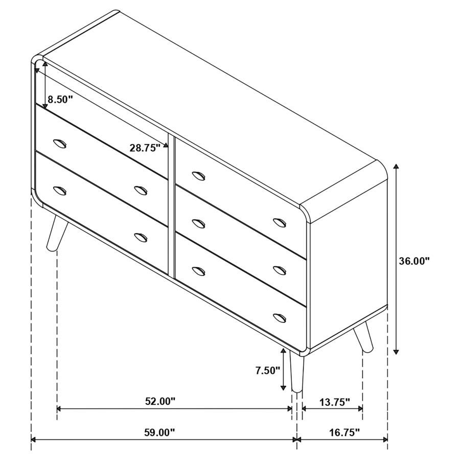 ROBYN 6-DRAWER BEDROOM DRESSER DARK WALNUT - Image 12