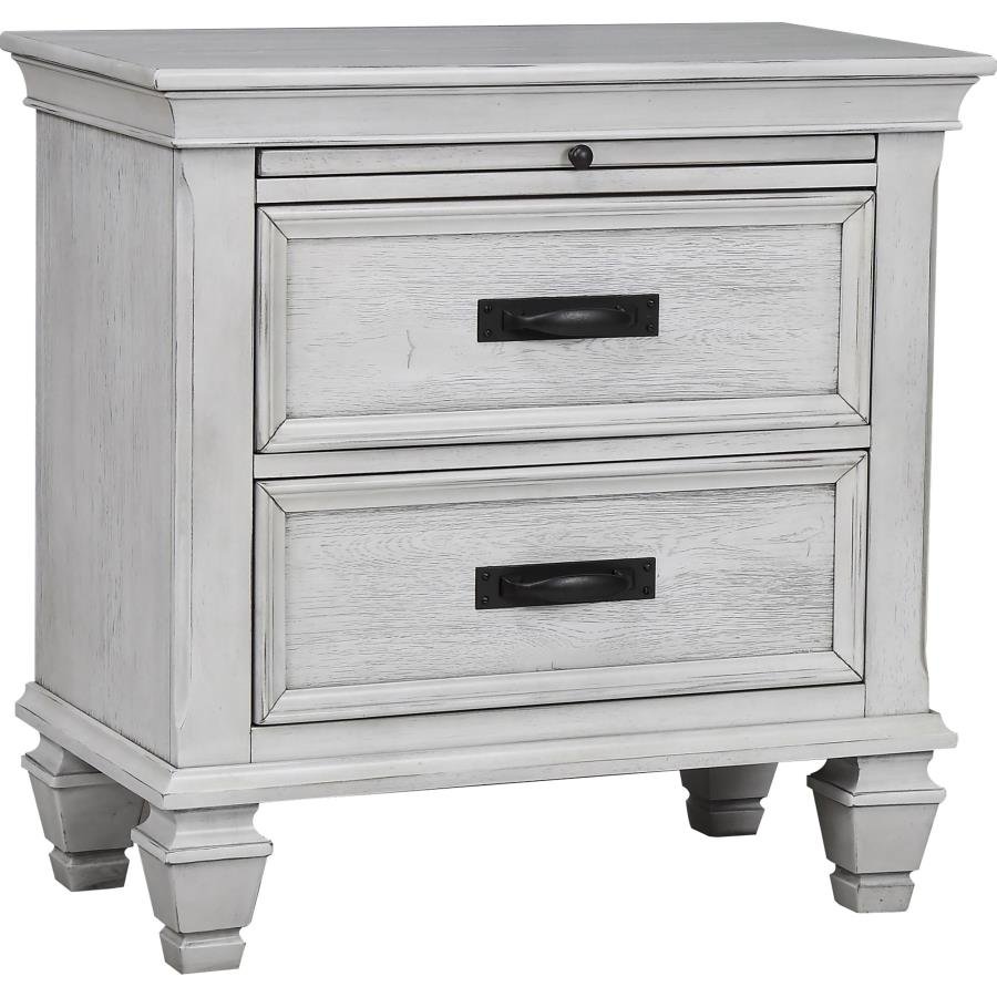 FRANCO 2-DRAWER NIGHTSTAND DISTRESSED WHITE