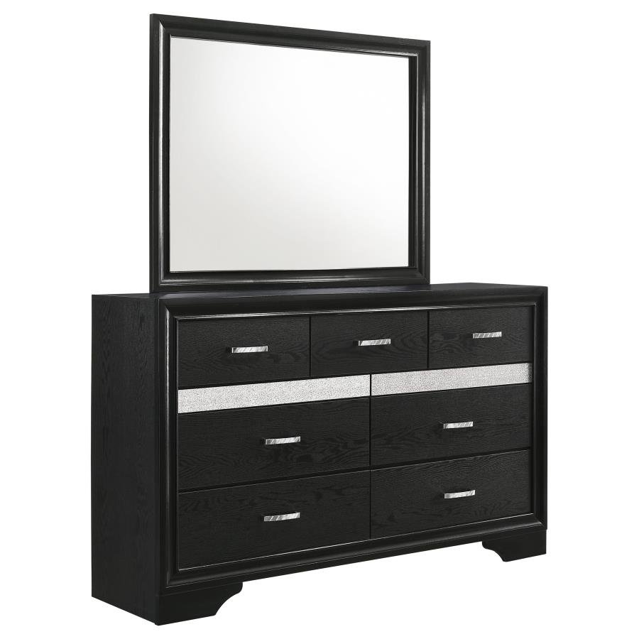 MIRANDA 7-DRAWER DRESSER WITH MIRROR BLACK