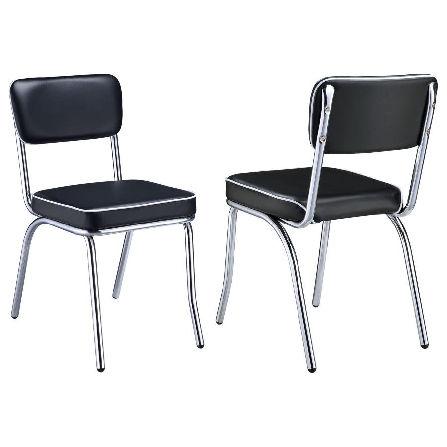 RETRO UPHOLSTERED DINING SIDE CHAIR BLACK (SET OF 2)