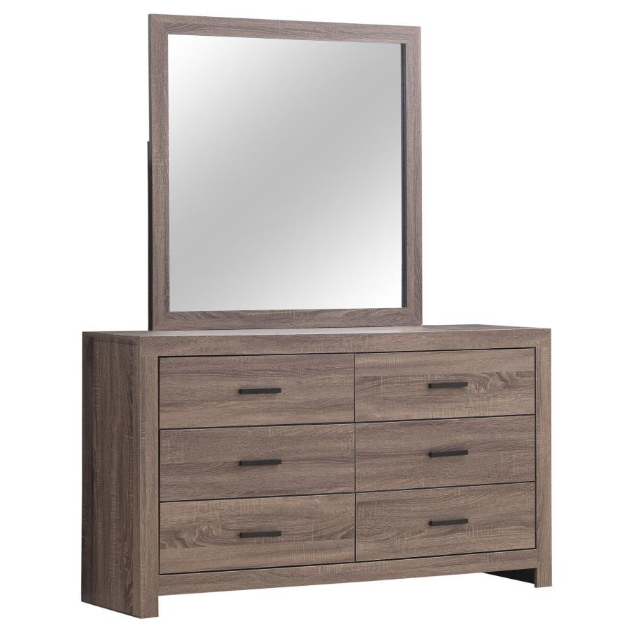 BRANTFORD 6-DRAWER DRESSER WITH MIRROR BARREL OAK