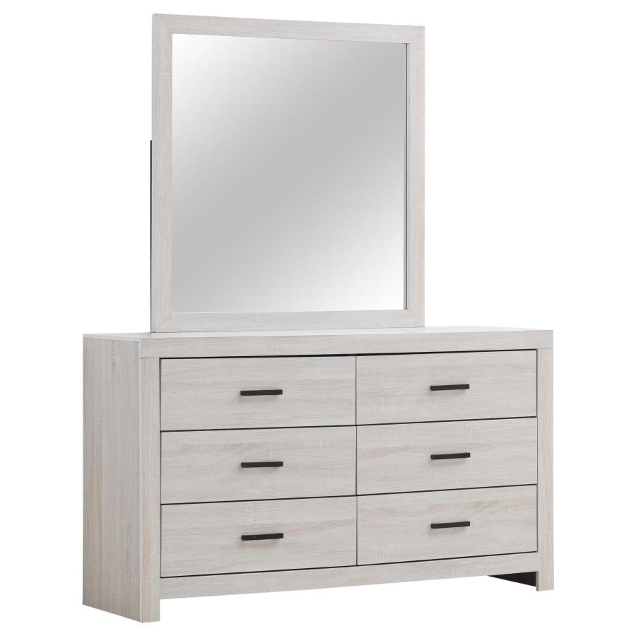 BRANTFORD 6-DRAWER DRESSER WITH MIRROR COASTAL WHITE