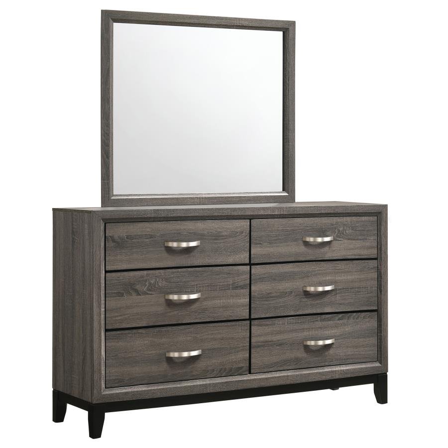 WATSON 6-DRAWER DRESSER WITH MIRROR GREY OAK