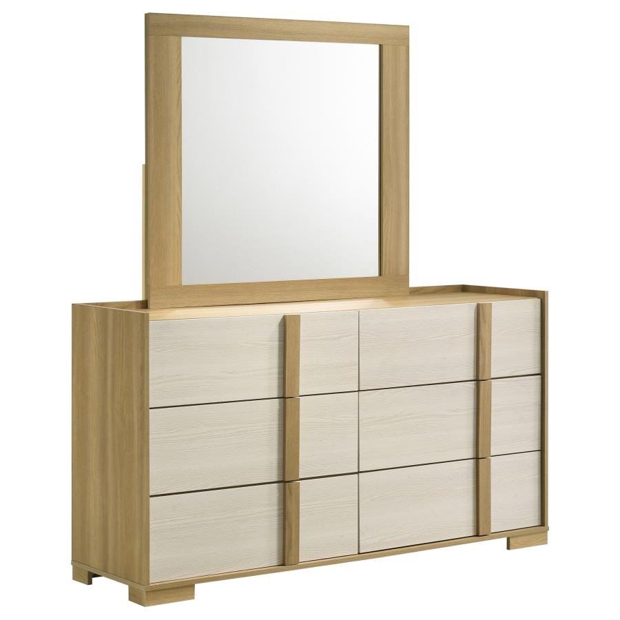 HYLAND 6-DRAWER DRESSER WITH MIRROR NATURAL