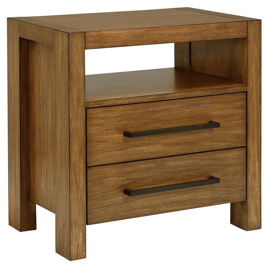 ADDERLEY 2-DRAWER NIGHTSTAND BEDSIDE TABLE WARM BROWN