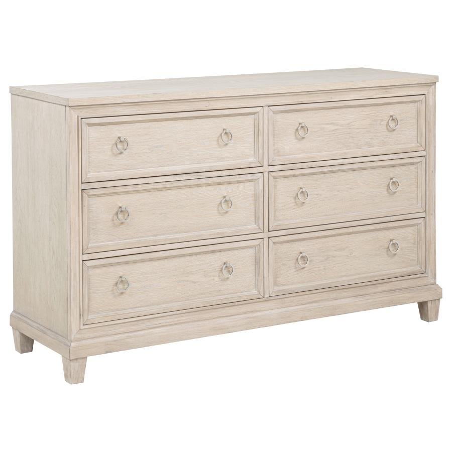 PEMBROKE 6-DRAWER BEDROOM DRESSER CABINET WASHED OAK