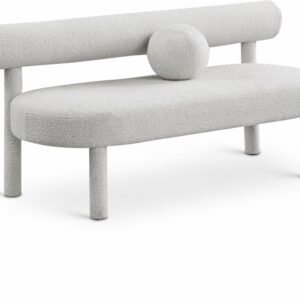 Parlor Boucle Fabric Upholstered Bench