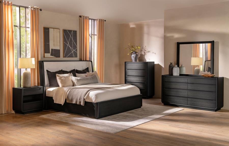 LEANDRO 5-PIECE QUEEN BEDROOM SET BURNISHED BLACK