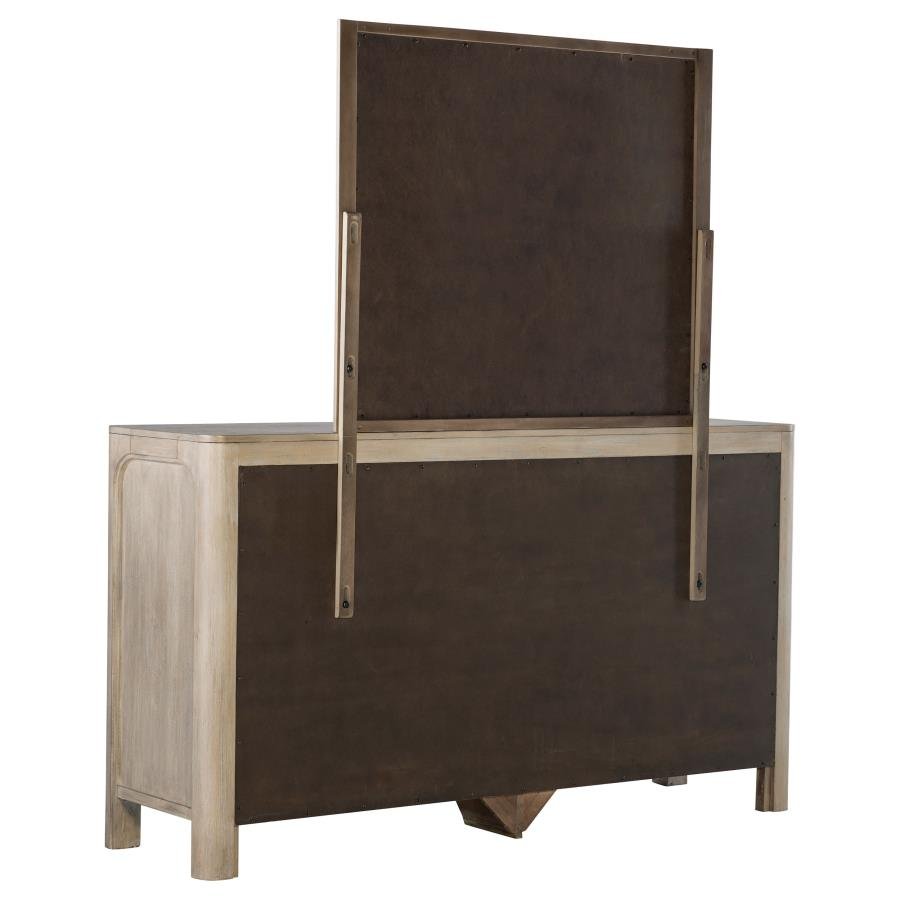 SOLANO 9-DRAWER BEDROOM DRESSER WITH MIRROR WEATHERED MANGO - Image 6