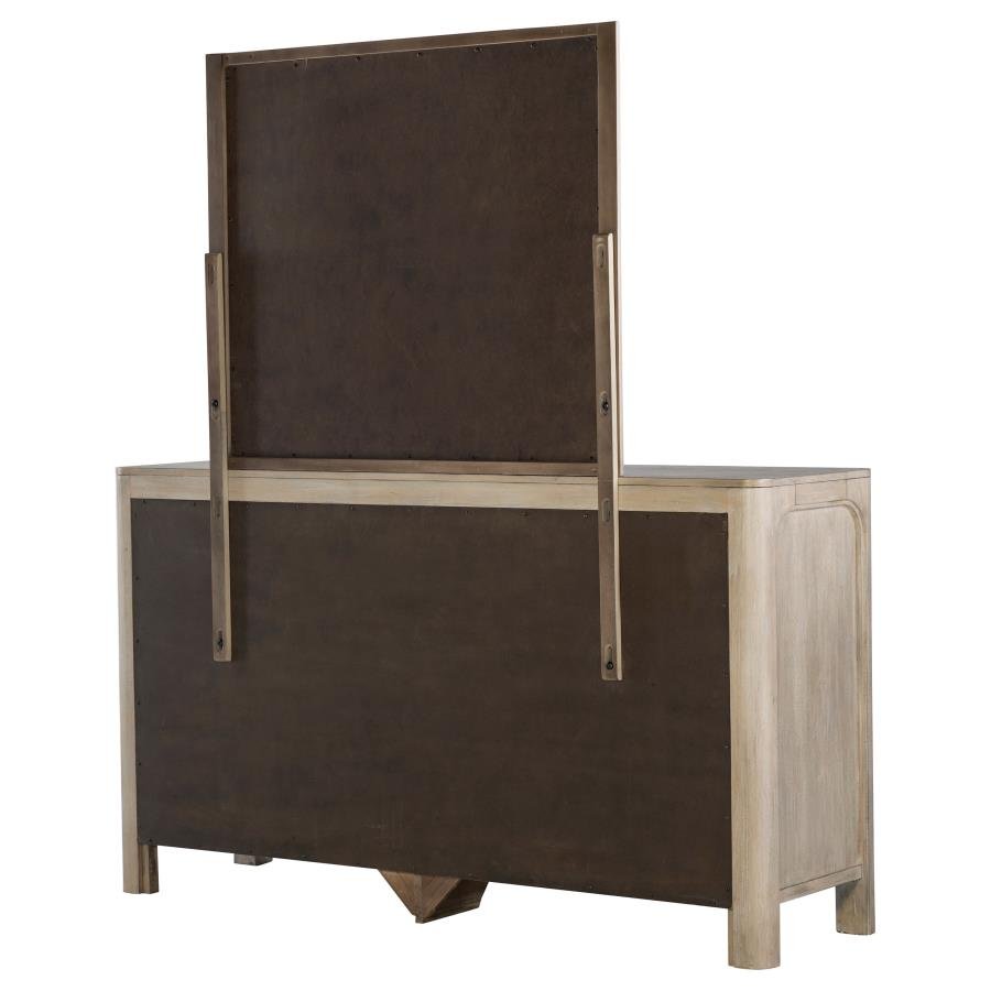 SOLANO 9-DRAWER BEDROOM DRESSER WITH MIRROR WEATHERED MANGO - Image 8