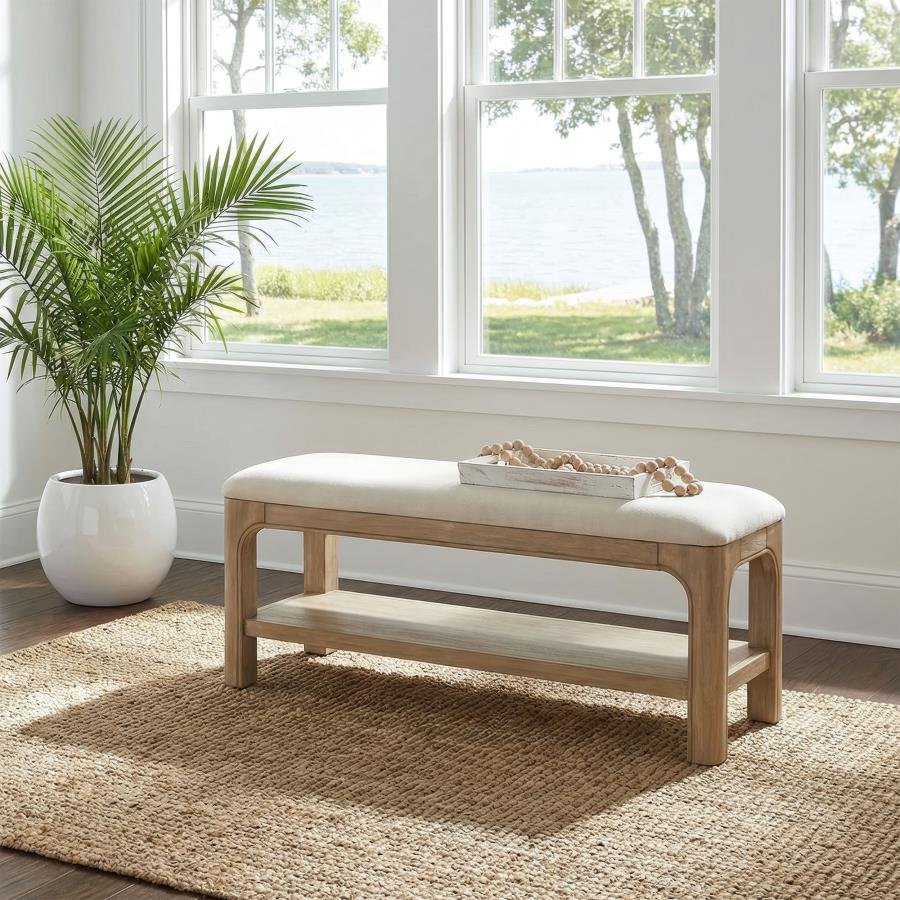 SOLANO 49-INCH BEDROOM BED END BENCH WEATHERED MANGO