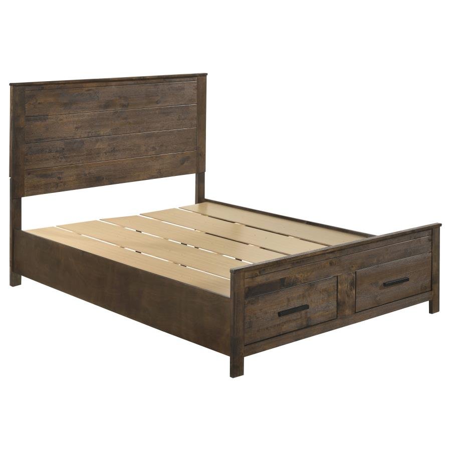 WOODMONT 5-PIECE QUEEN BEDROOM SET RUSTIC GOLDEN BROWN - Image 3