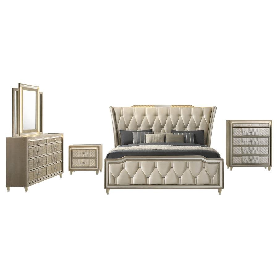 LORIENT 5-PIECE QUEEN BEDROOM SET IVORY AND CAMEL - Image 2