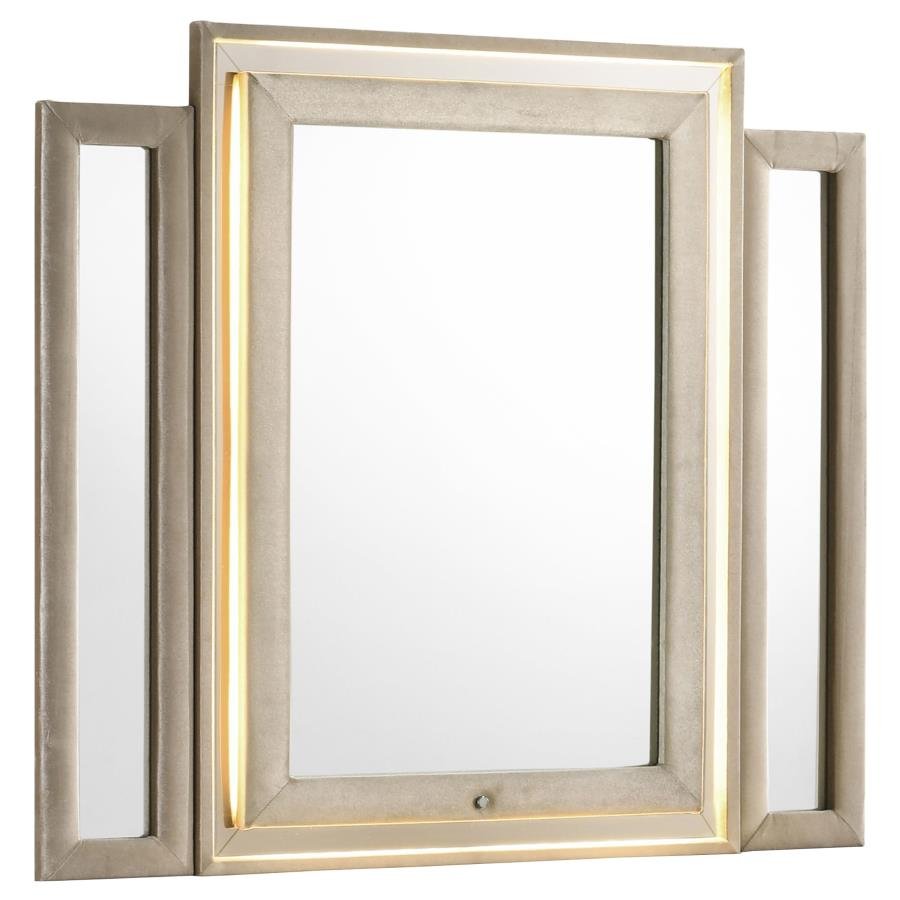 LORIENT LED DRESSER MIRROR IVORY AND CAMEL