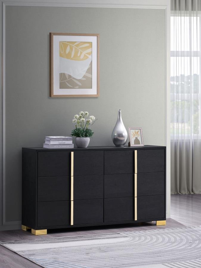 MARCELINE 6-DRAWER DRESSER BLACK - Image 2