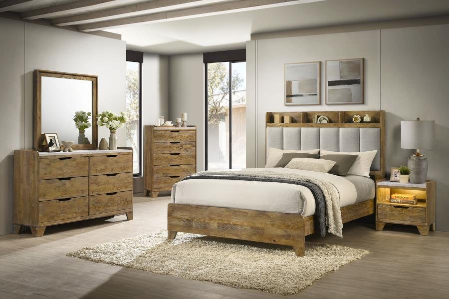 HENDERSON 5-PIECE QUEEN BEDROOM SET MEDIUM OAK