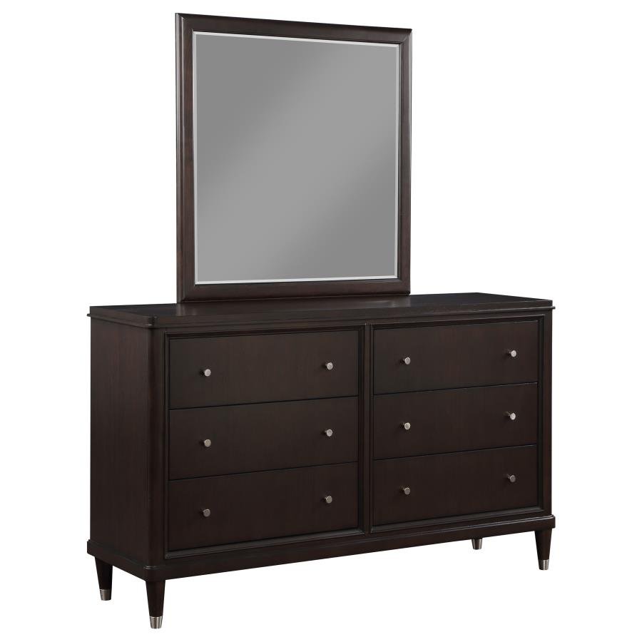 EMBERLYN 6-DRAWER DRESSER WITH MIRROR BROWN