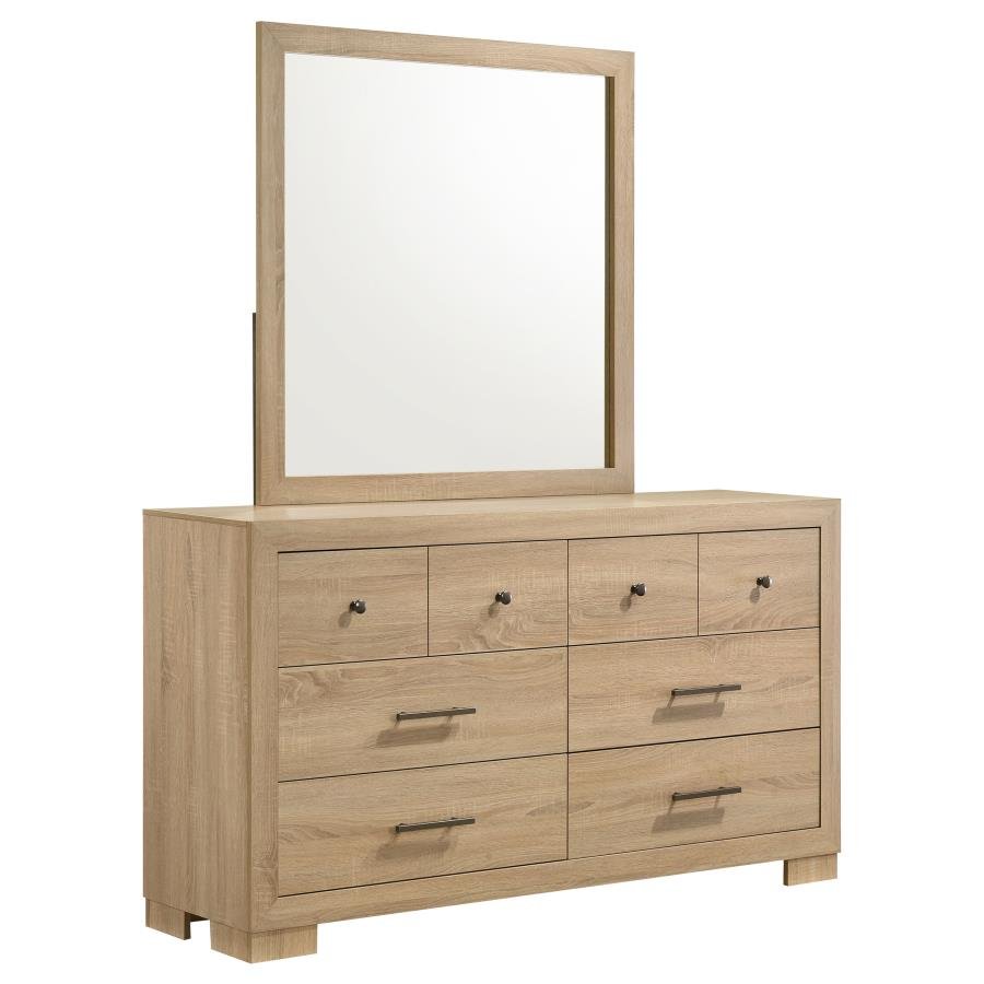 ARIELLE 6-DRAWER BEDROOM DRESSER WITH MIRROR LIGHT OAK