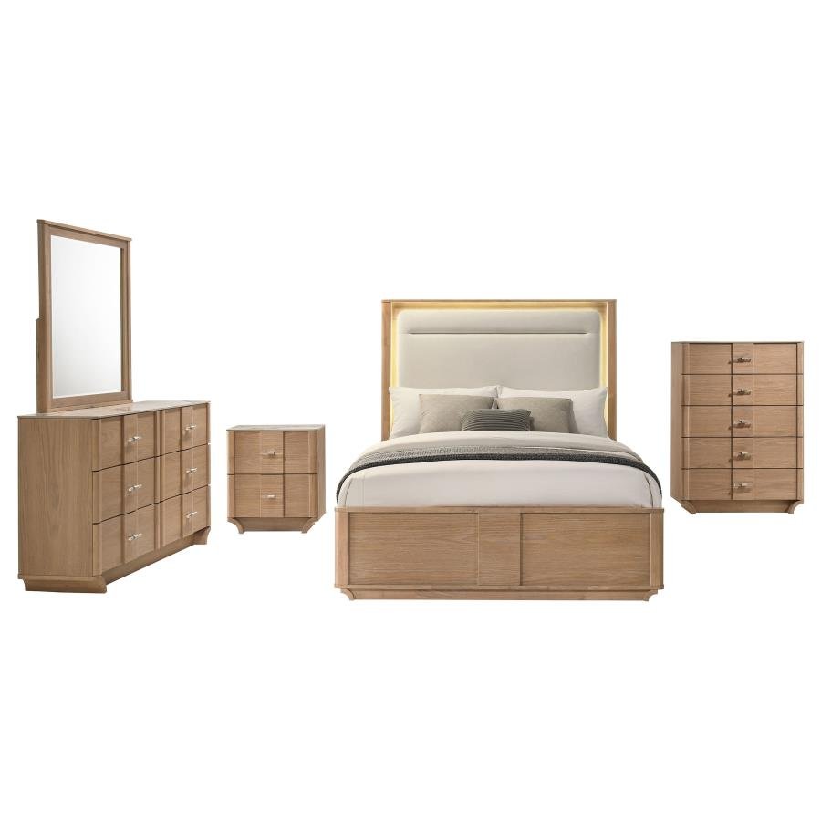 LEANNE 2-DRAWER SINTER STONE TOP NIGHTSTAND LIGHT OAK