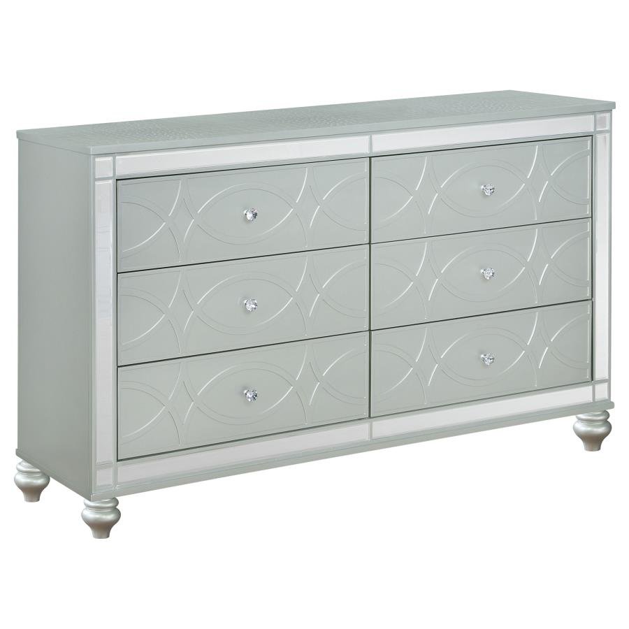 GUNNISON 6-DRAWER DRESSER SILVER METALLIC