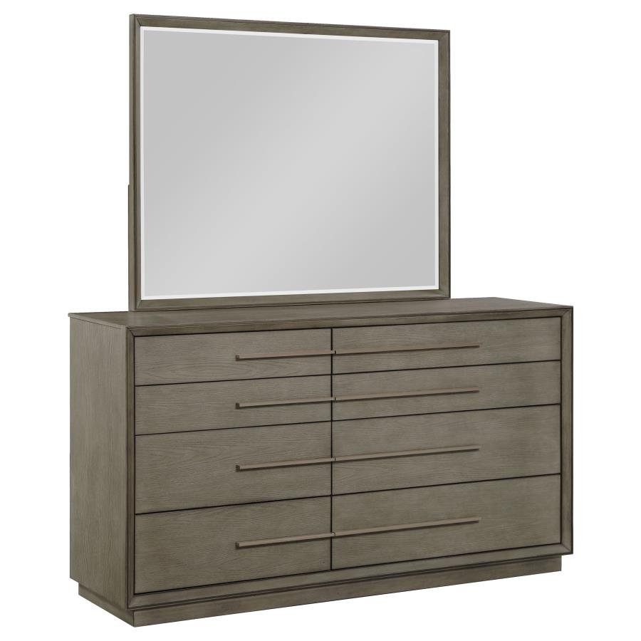 DURANGO 8-DRAWER DRESSER AND MIRROR TAUPE OAK