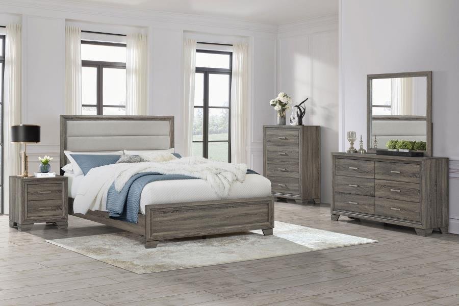 WRIGHT 5-PIECE QUEEN BEDROOM SET BROWN OAK