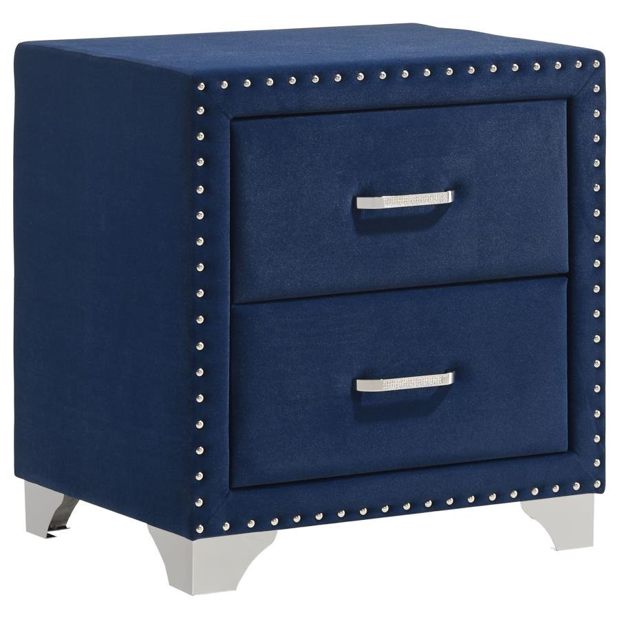 MELODY UPHOLSTERED 2-DRAWER NIGHTSTAND PACIFIC BLUE