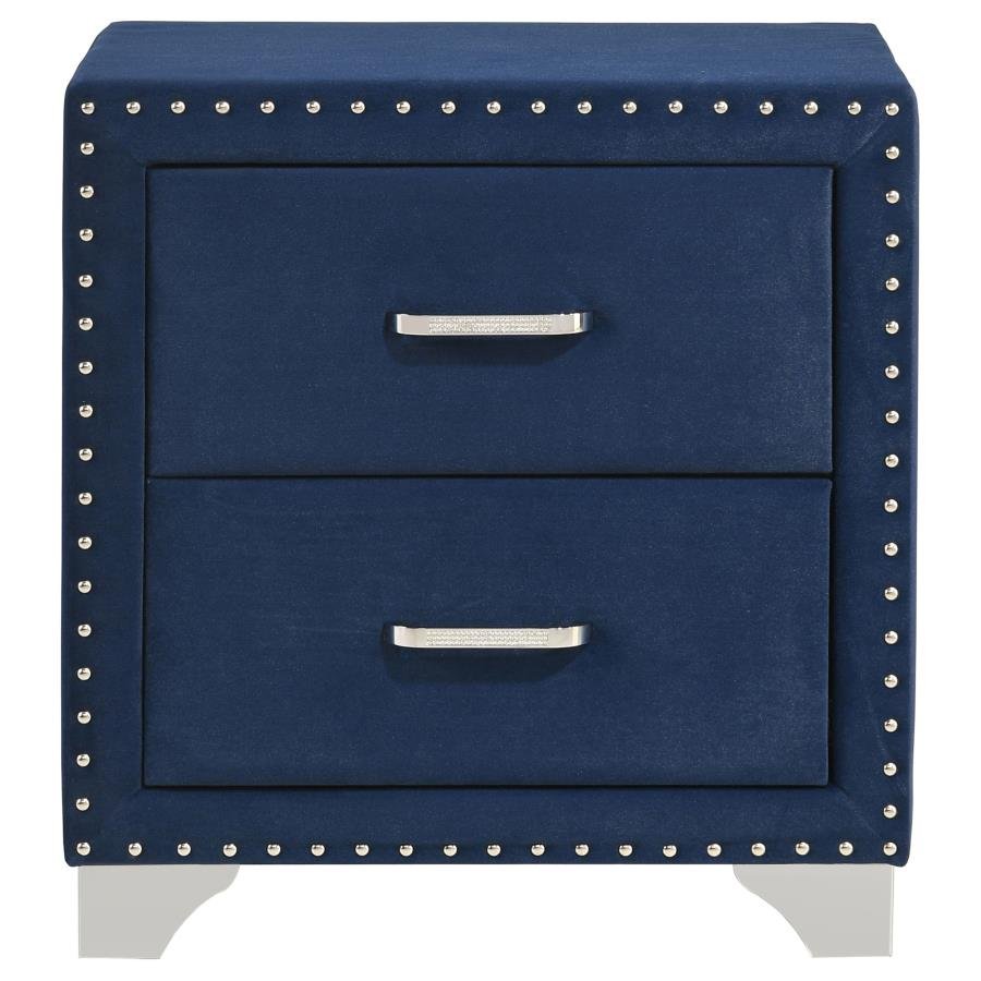 MELODY UPHOLSTERED 2-DRAWER NIGHTSTAND PACIFIC BLUE - Image 3