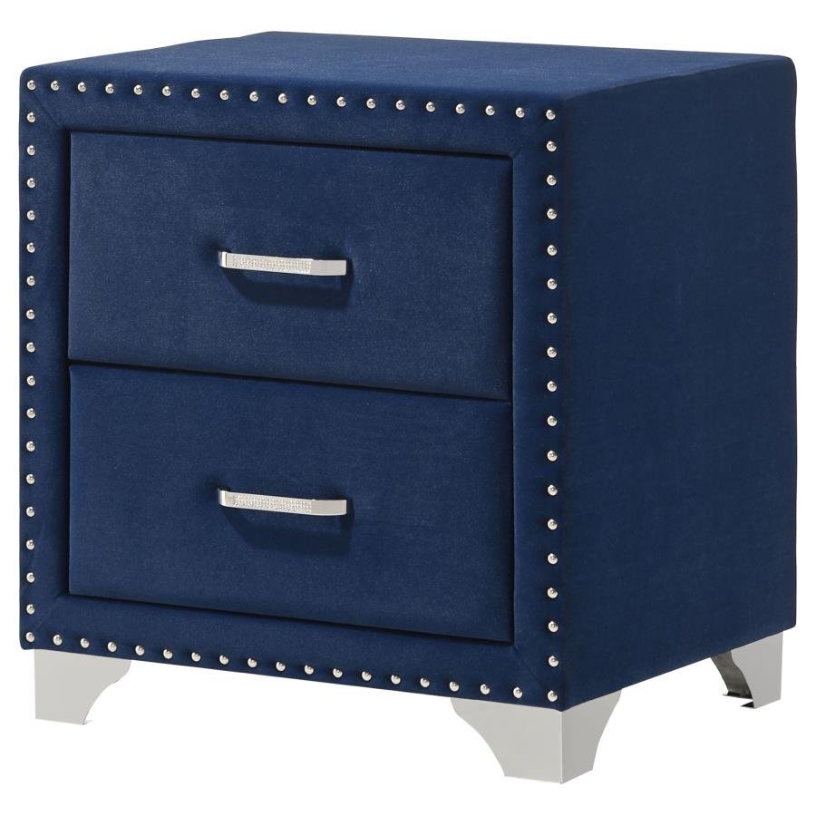 MELODY UPHOLSTERED 2-DRAWER NIGHTSTAND PACIFIC BLUE - Image 4