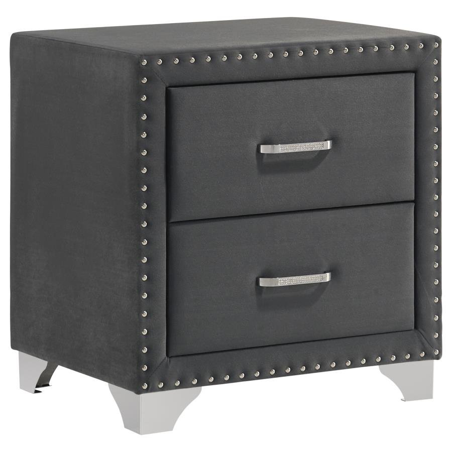 MELODY UPHOLSTERED 2-DRAWER NIGHTSTAND GREY