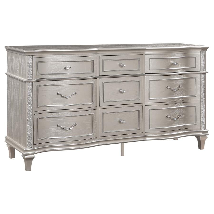 EVANGELINE 9-DRAWER DRESSER SILVER OAK