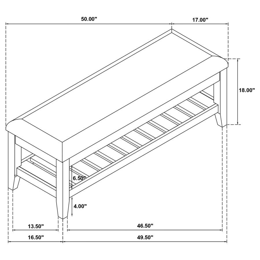 BEXHILL UPHOLSTERED RECTANGULAR BENCH WITH SHELF WHITE - Image 8