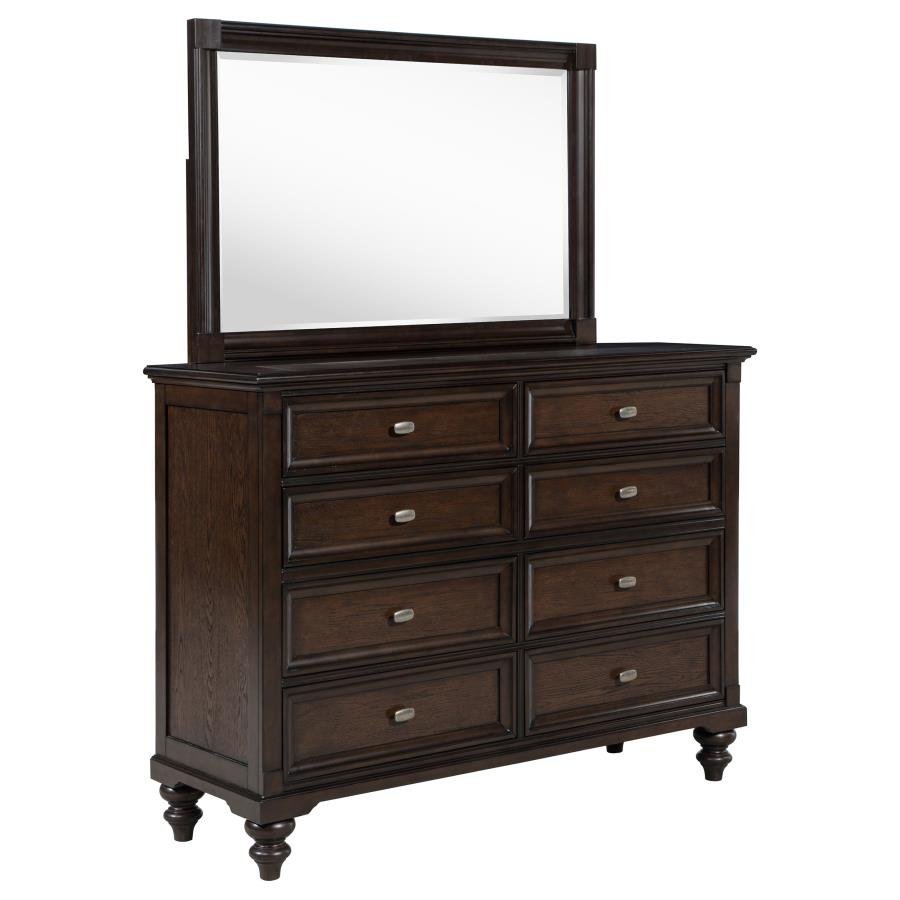 ANDOVER 8-DRAWER DRESSER AND MIRROR DARK OAK