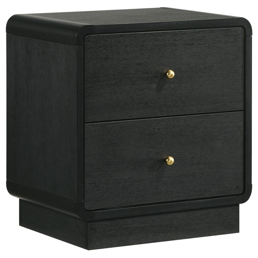 CAVELLE 2-DRAWER NIGHTSTAND BEDSIDE TABLE BLACK