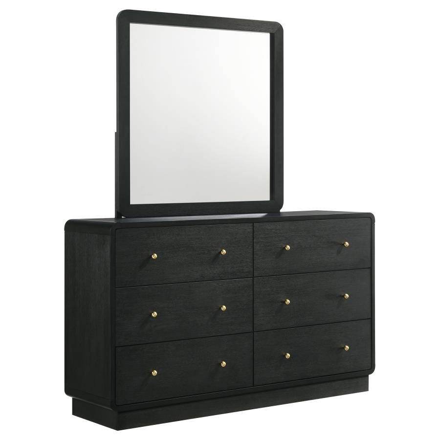 CAVELLE 6-DRAWER DRESSER AND MIRROR BLACK