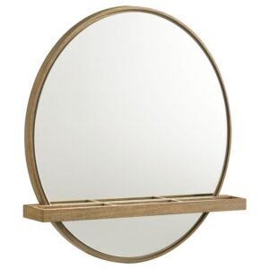ARINI ROUND VANITY WALL MIRROR WITH SHELF SAND WASH
