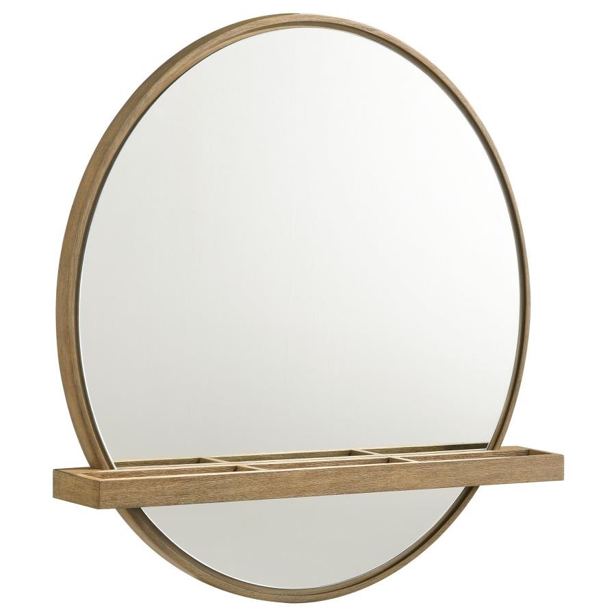 ARINI ROUND VANITY WALL MIRROR WITH SHELF SAND WASH