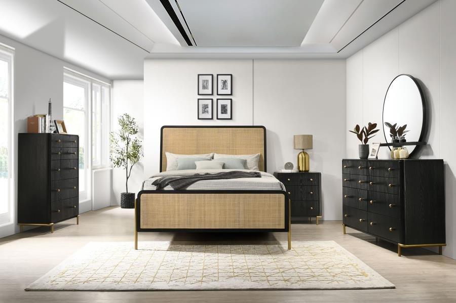 ARINI 5-PIECE QUEEN BEDROOM SET BLACK AND NATURAL